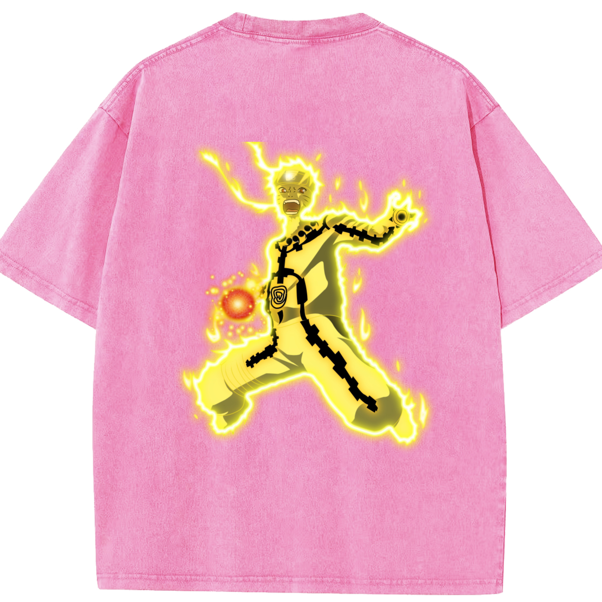 （画像用） NARUTO -ナルト- うずまき ナルト Uzumaki Naruto 綿100% ヴィンテージ風 半袖Tシャツ（背面プリント）
